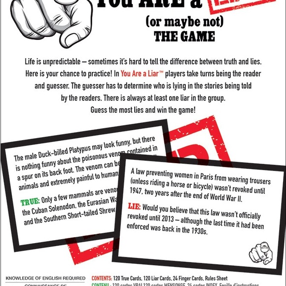 NWT!! You Are A Liar - Fact Or Fiction Guessing Party Game - Picture 7 of 14